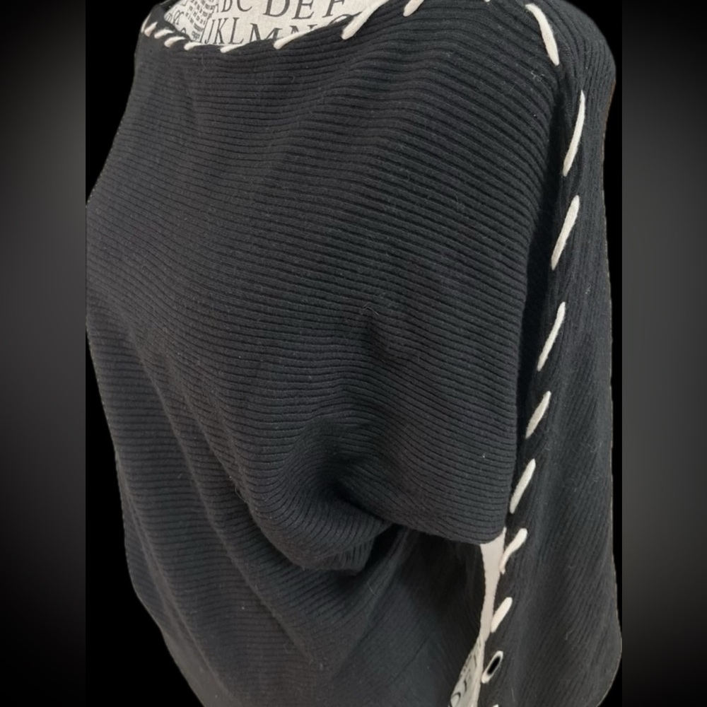 Magaschoni sweater dolman Black Cream Modern S Viscose 80s Style Soft Draped